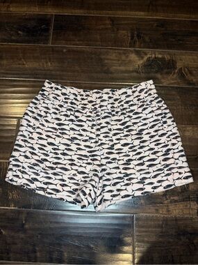 J.Crew Linen-Cotton Pull-On Shorts Small Pale Salmon Pink Fish Sardine Print